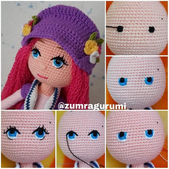 DIY Como bordar ojos a muñecas amigurumis