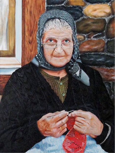 Abuelita haciendo crochet-autor desconocido