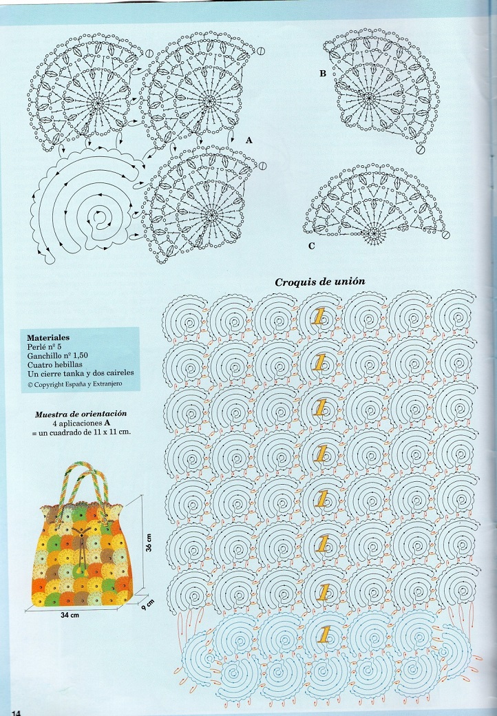 Patrones de 18 Bolsos de moda, en crochet