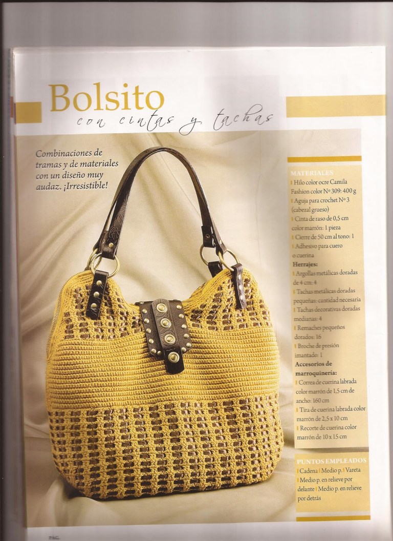 Patrones de 18 Bolsos de moda, en crochet