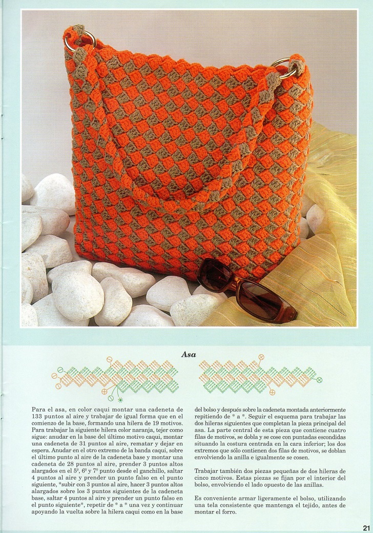 Patrones de 18 Bolsos de moda, en crochet