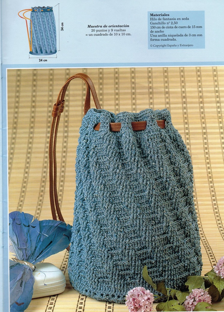 Patrones de 18 Bolsos de moda, en crochet