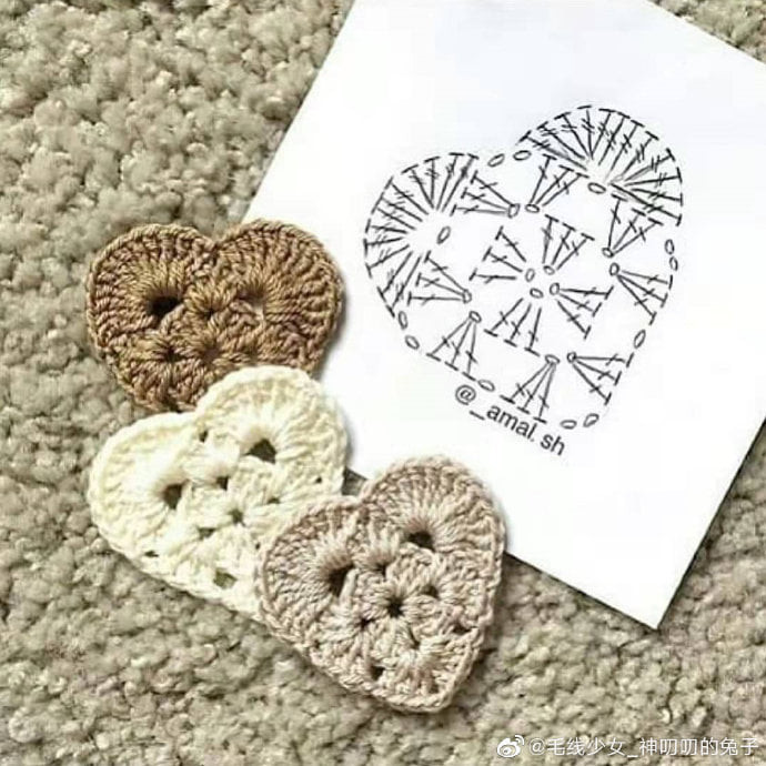 Corazón de crochet para aplique con gráfico