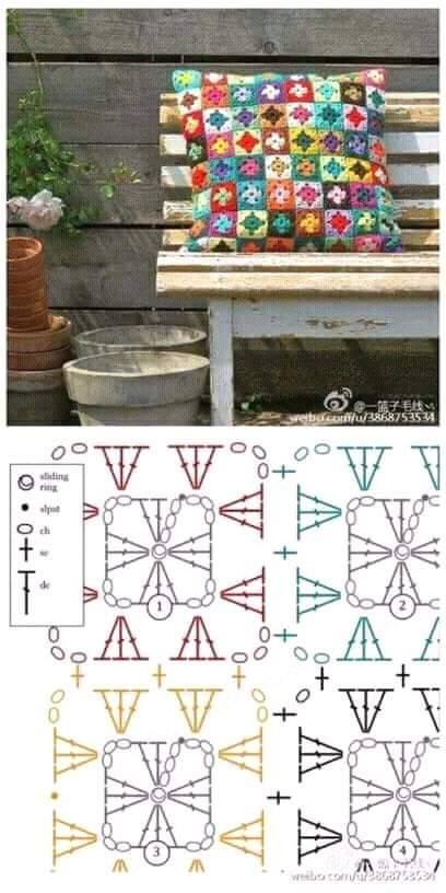 Gráfico para hacer grannys pequeños para un cojín precioso