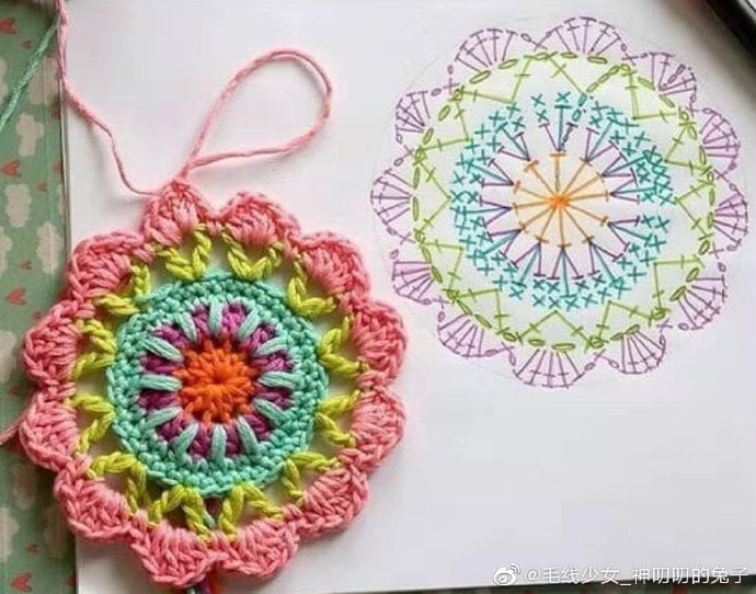 Bonito mandala de crochet con gráfico