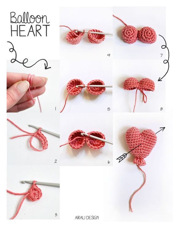 paso a paso para hacer un globo de corazón en crochet
