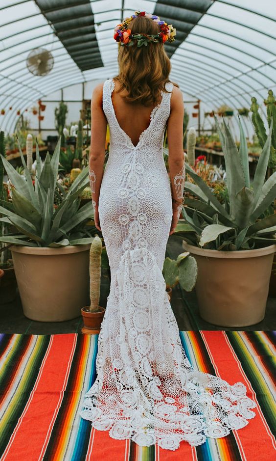 vestido de novia, detalle trasero en crochet