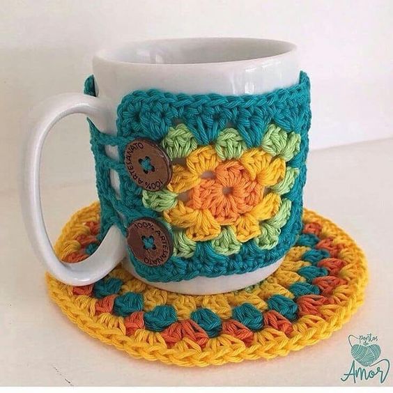 protector de taza en crochet