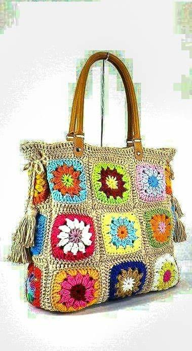 bolsos de moda cuadraditos de la abuela en crochet