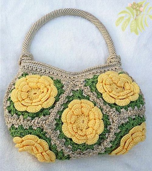 bolsos de moda cuadraditos de la abuela en crochet