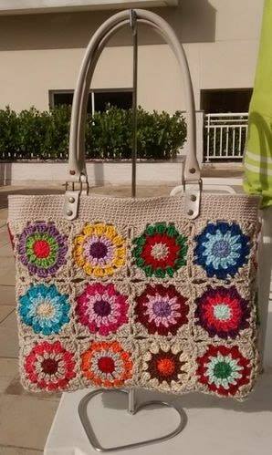 bolsos de moda cuadraditos de la abuela en crochet