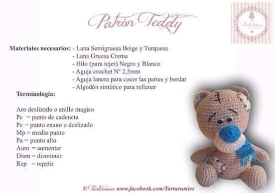 Osito Teddy con parches – patrón castellano