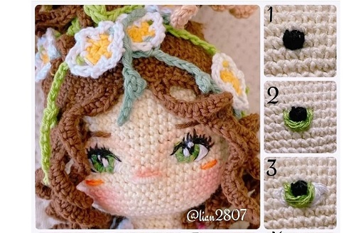 10 Tutoriales de Ojos bordados para nuestros Amigurumis