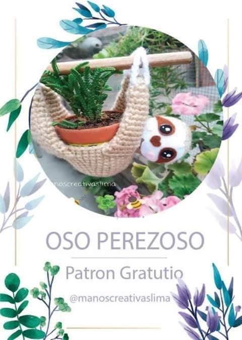 Oso perezoso macetero patrón castellano