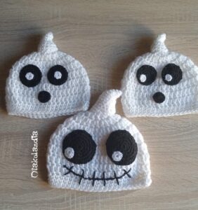 Gorro Fantasma en Crochet disfraz de Halloween para bebés