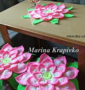 Flor de Loto carpeta en crochet